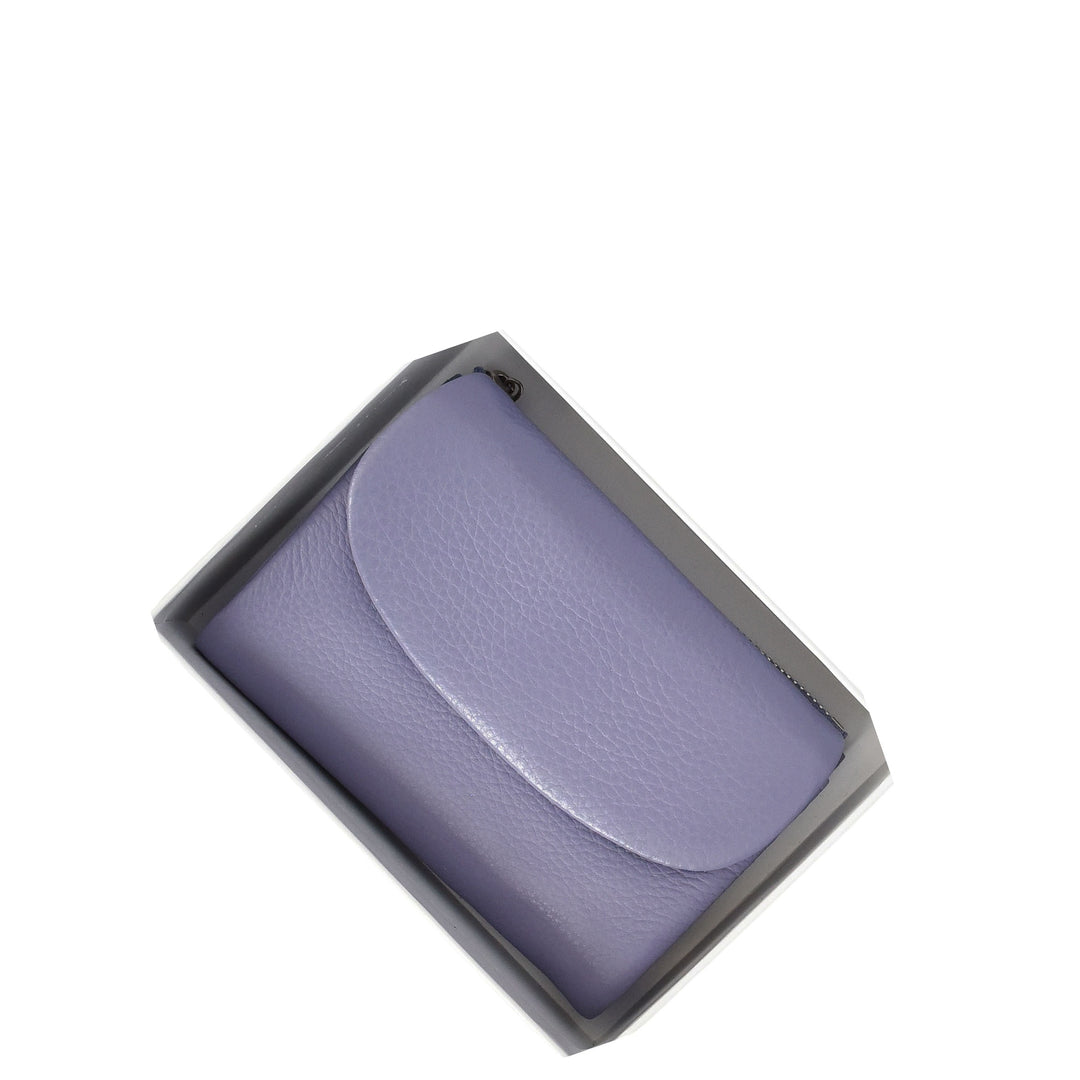Womens Real Leather Bi-fold Purse Compact Wallet HOL3033 Lilac
