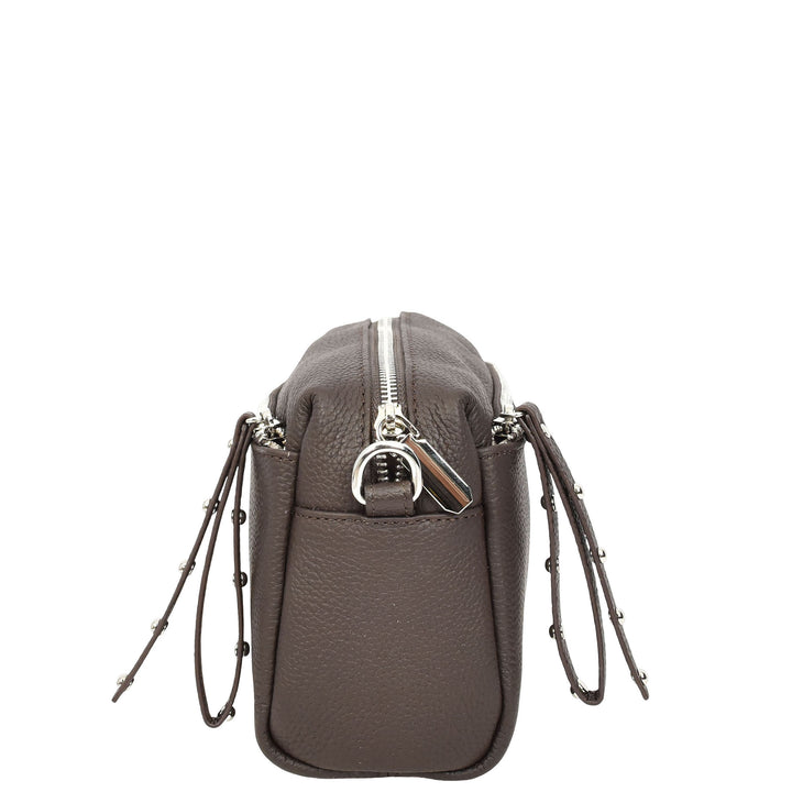 Womens Real Leather Small Shoulder Crossbody Bag Casual Pouch Zeno Brown