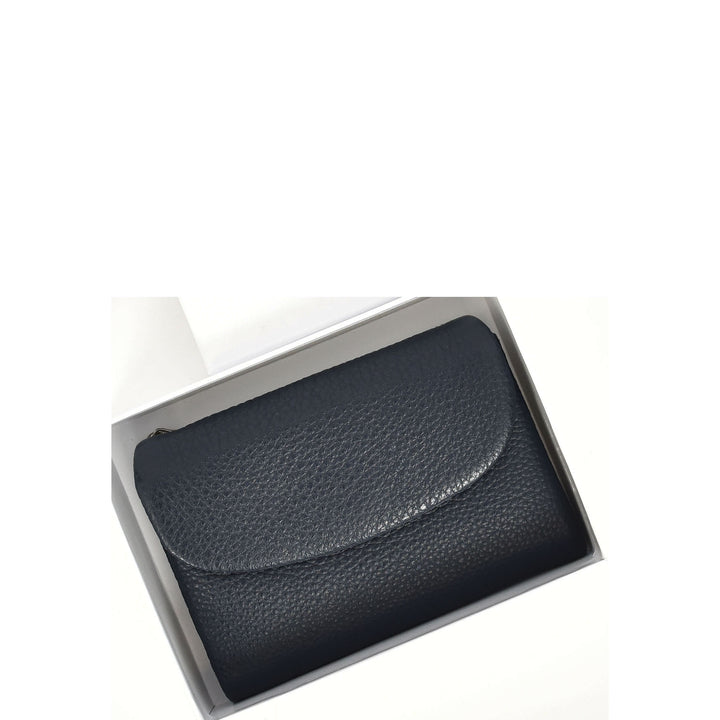 Womens Real Leather Bi-fold Purse Compact Wallet HOL3033 Blue