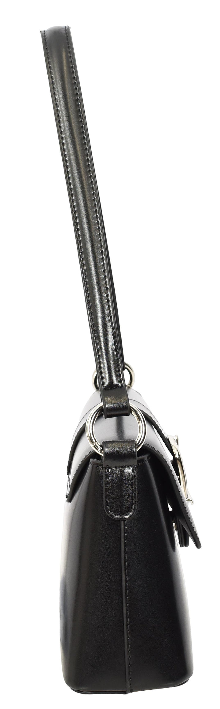 Women's Glazed Leather Small Handbag 2-in-1 Style Xyla Black