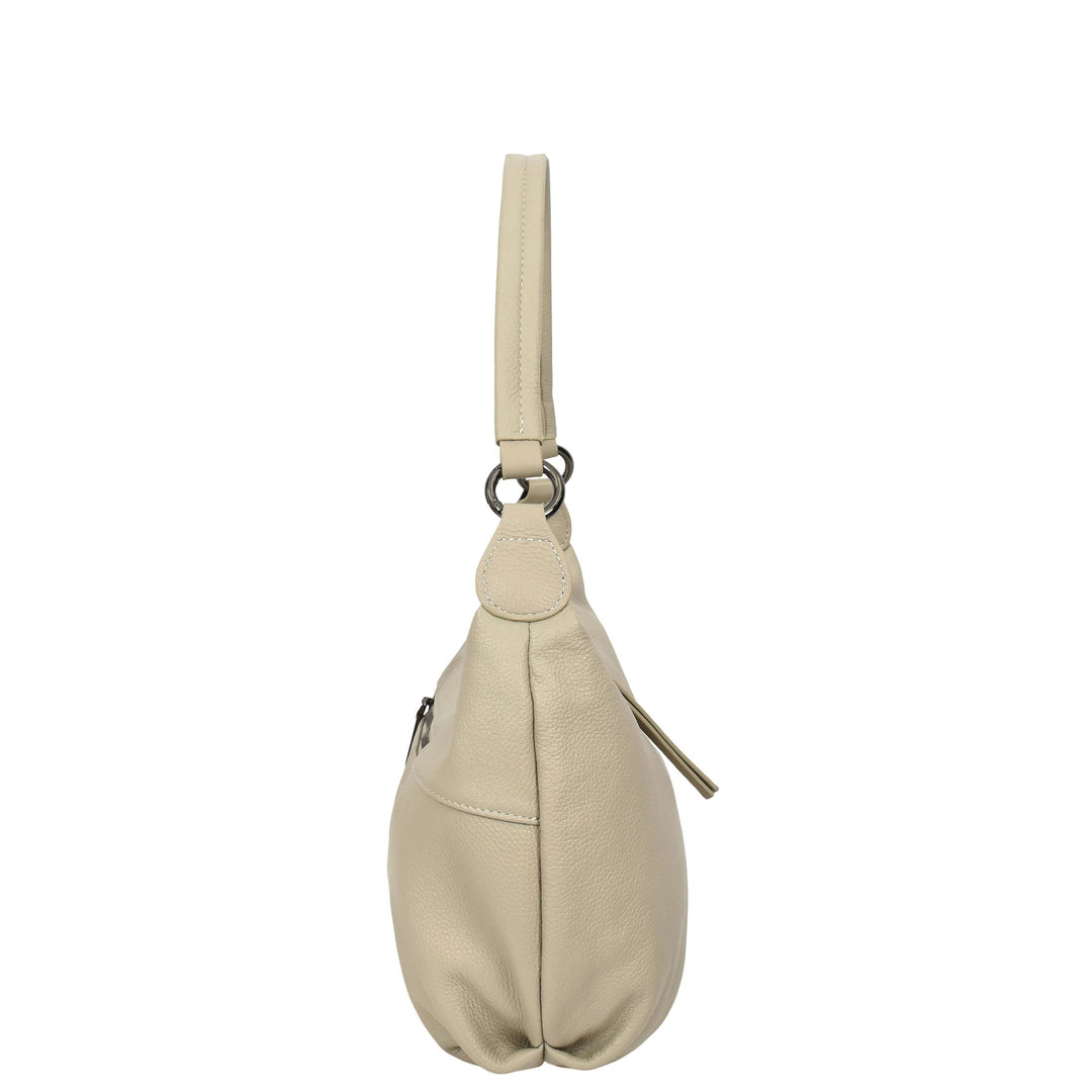Womens Real Leather Shoulder Bag 2-in-1 Cross Body Casual Style Hobo Callie Taupe