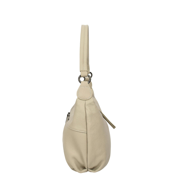 Womens Real Leather Shoulder Bag 2-in-1 Cross Body Casual Style Hobo Callie Taupe