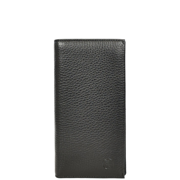 Mens Real Leather Breast Wallet Magnetic Closure Multi Card Velzo Black