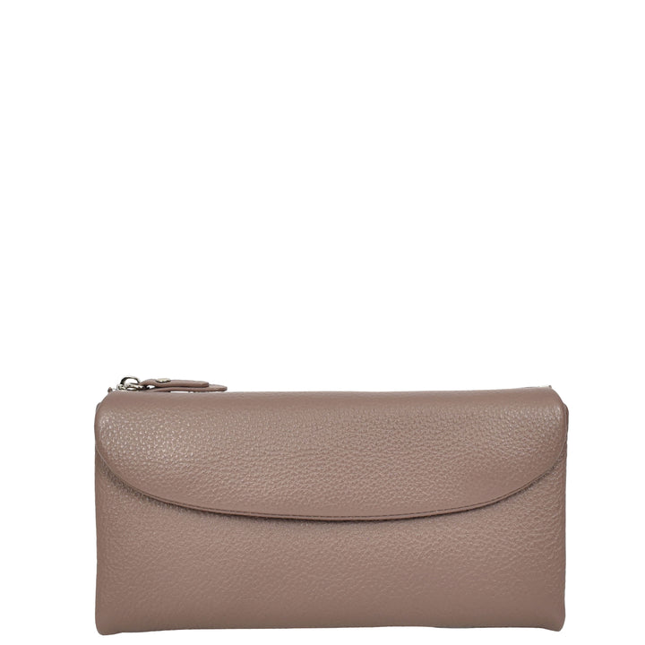 Womens Real Leather Clutch Purse Multi-Coloured Interior Card Holder Zip Pocket HOL8819 Lilac
