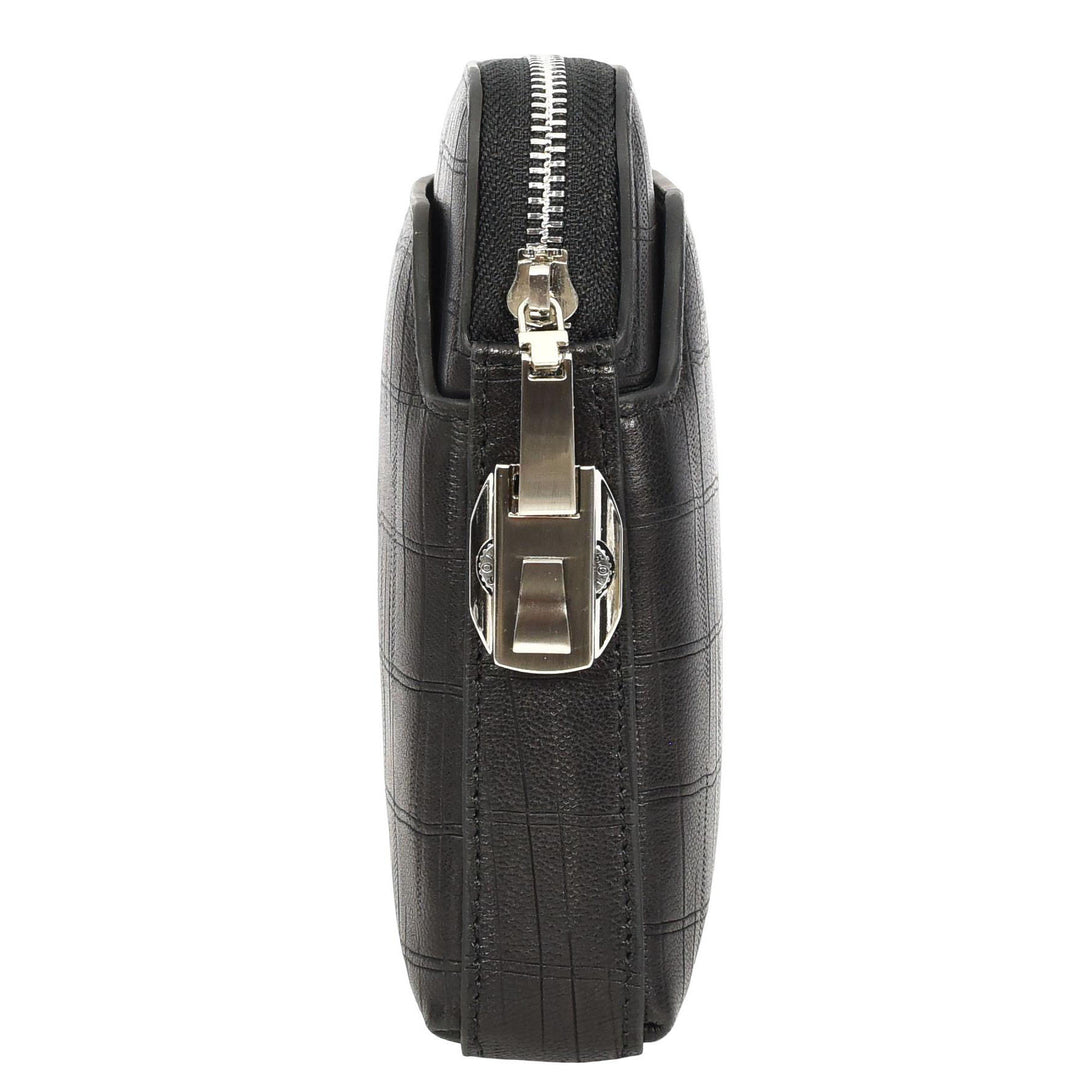 Wrist Bag Croc-Print Embossed Leather Clutch Organiser with Digit Lock HOL1049 Black