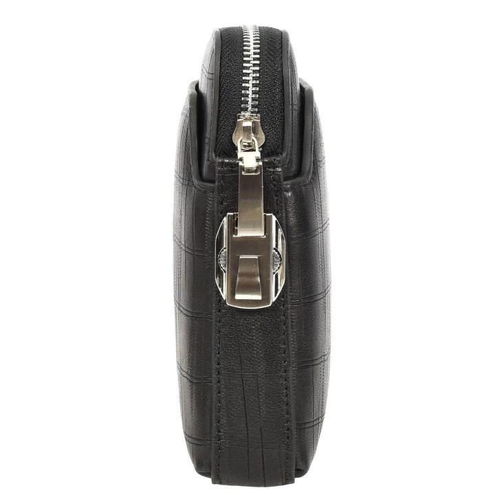 Wrist Bag Croc-Print Embossed Leather Clutch Organiser with Digit Lock HOL1049 Black