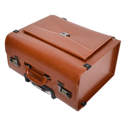 Four Wheel Pilot Case Faux Leather Cabin Bag Commander Tan-5