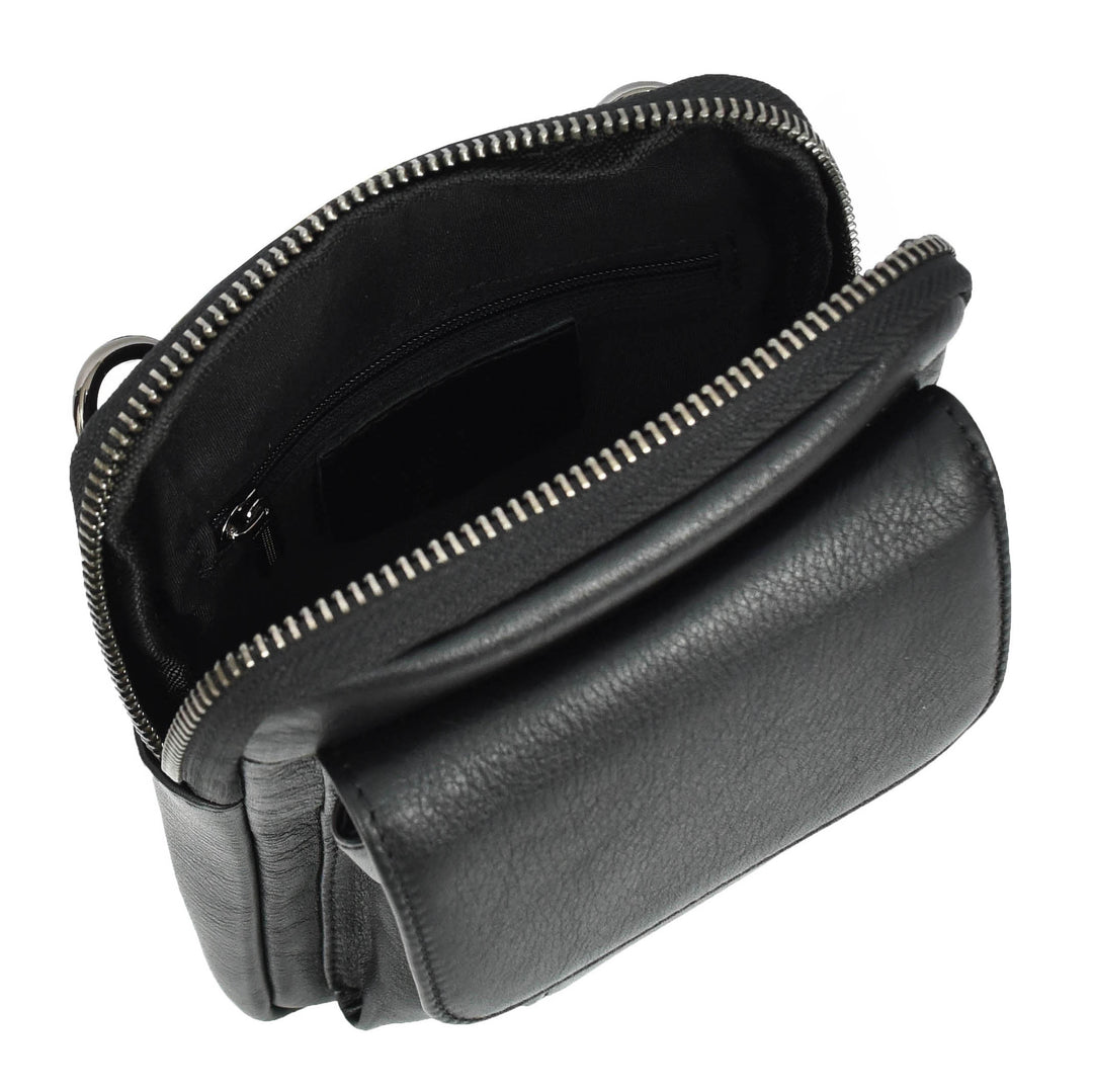 Mens Genuine Leather Wrist Bag Multi-Pockets Money Travel Organiser Pouch Dinan Black