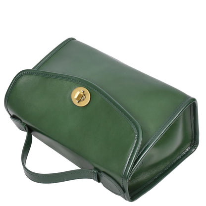 Womens Real Leather Handbag Small Cross Body Shoulder Bag Havana Green-4