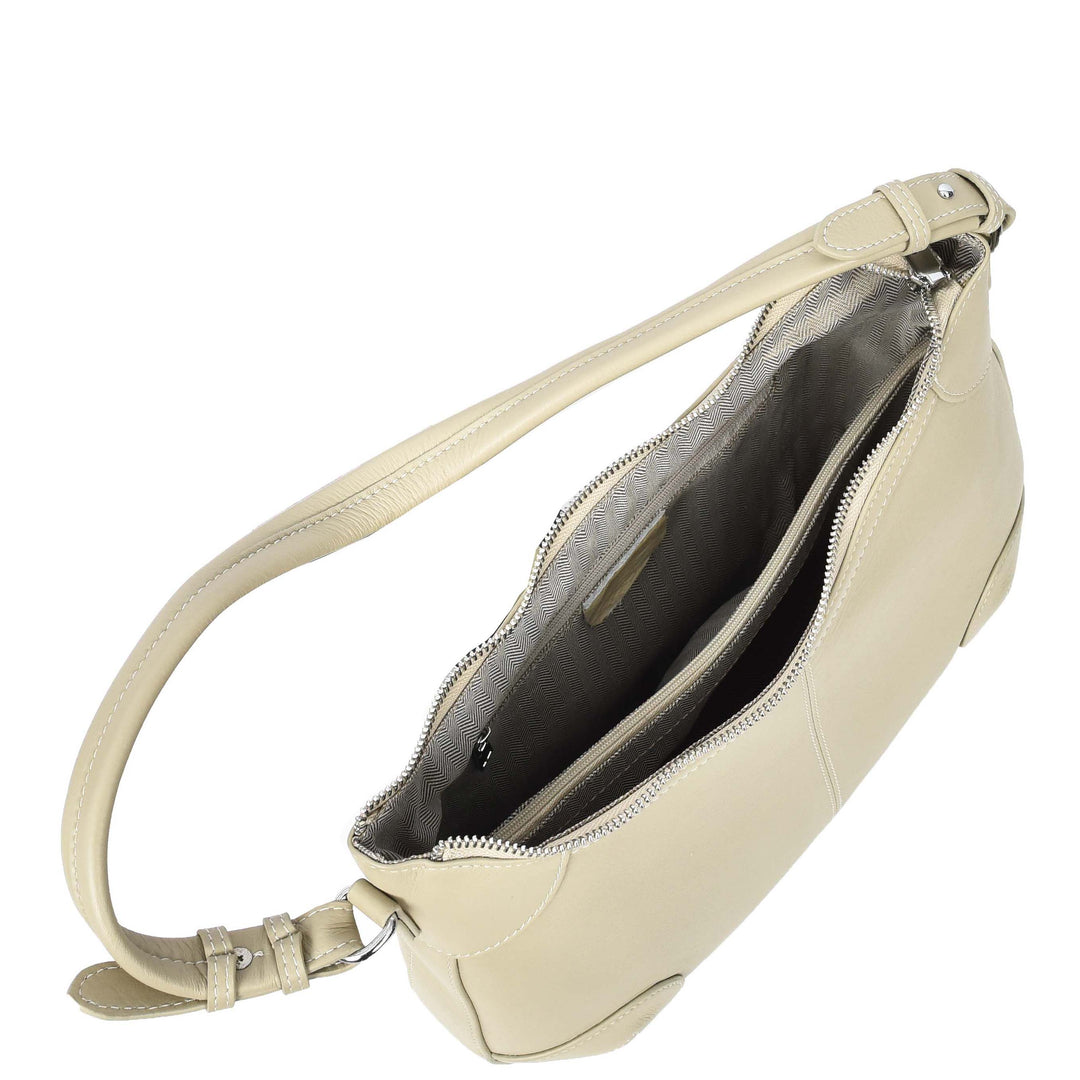 Womens Real Leather Shoulder Bag Classic Cross Body Design Josephine Taupe-6