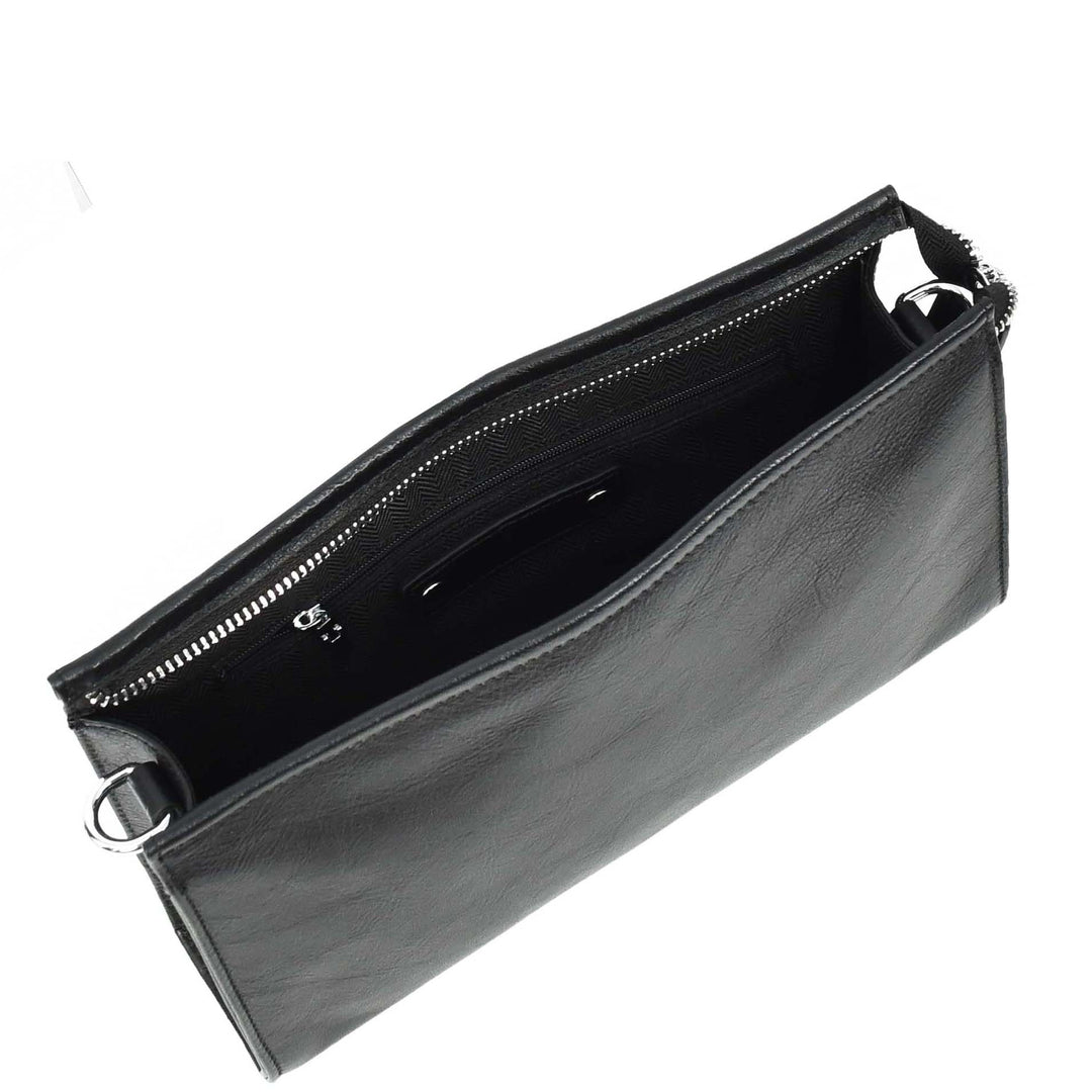 Mens Real Leather Wrist Bag Organiser Cross Body Style Suva Black-5