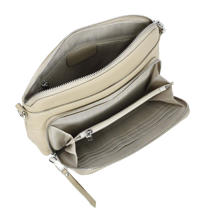 Womens Real Leather Cross Body Bag Classic Sling Style Skye Taupe-7