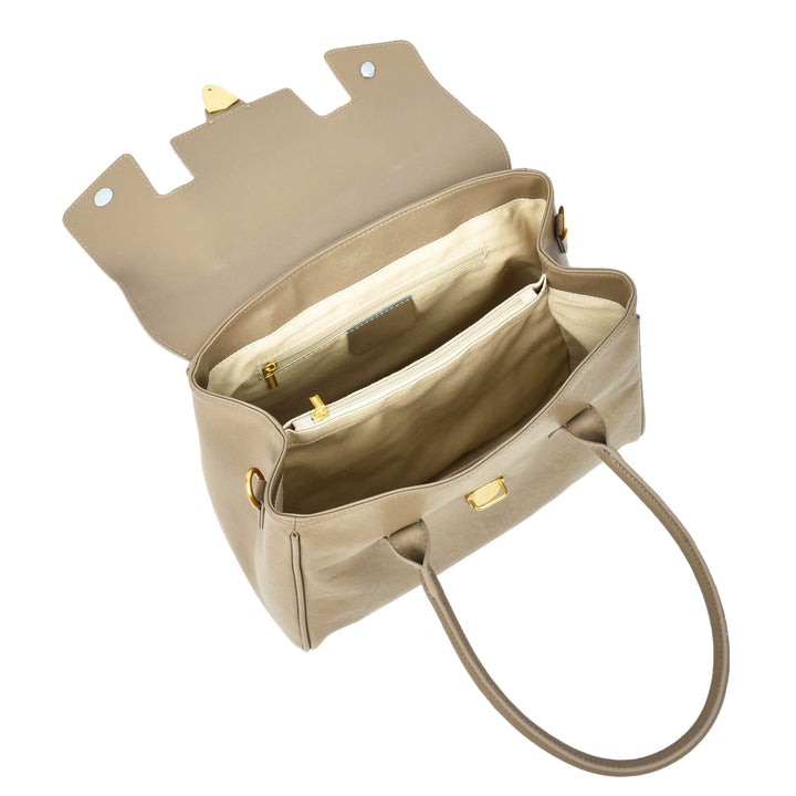 Women's Real Leather Shoulder Bag Large Size Classic Style Tacoma Grey-6