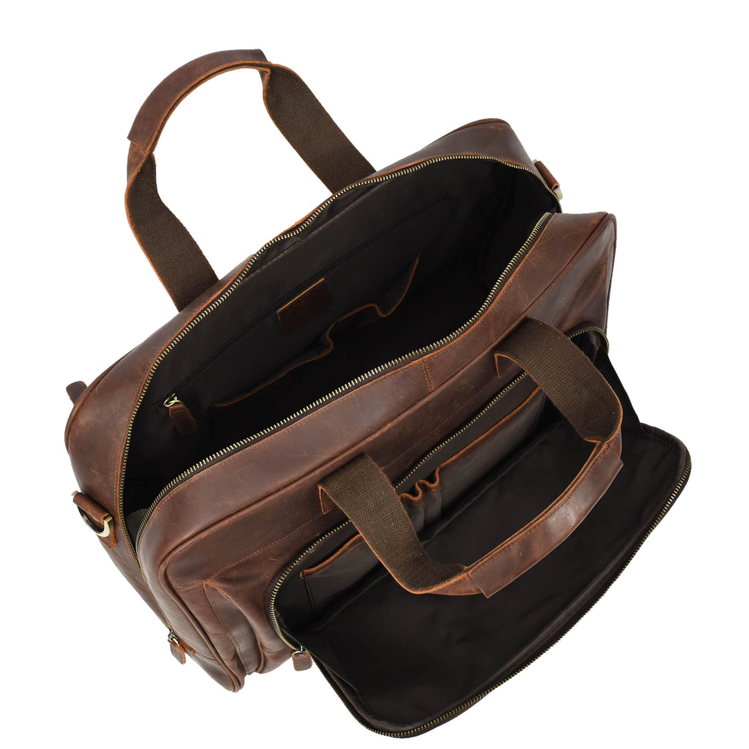 Genuine Leather Holdall Mid Size Weekend Overnight Travel Bag Kigali Rust Brown