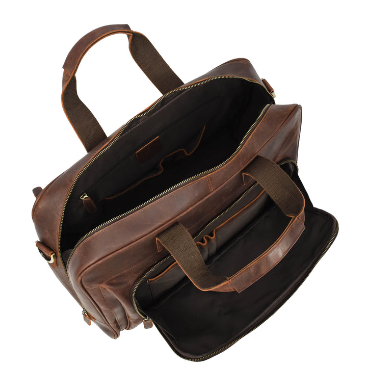 Genuine Leather Holdall Mid Size Weekend Overnight Travel Bag Kigali Rust Brown