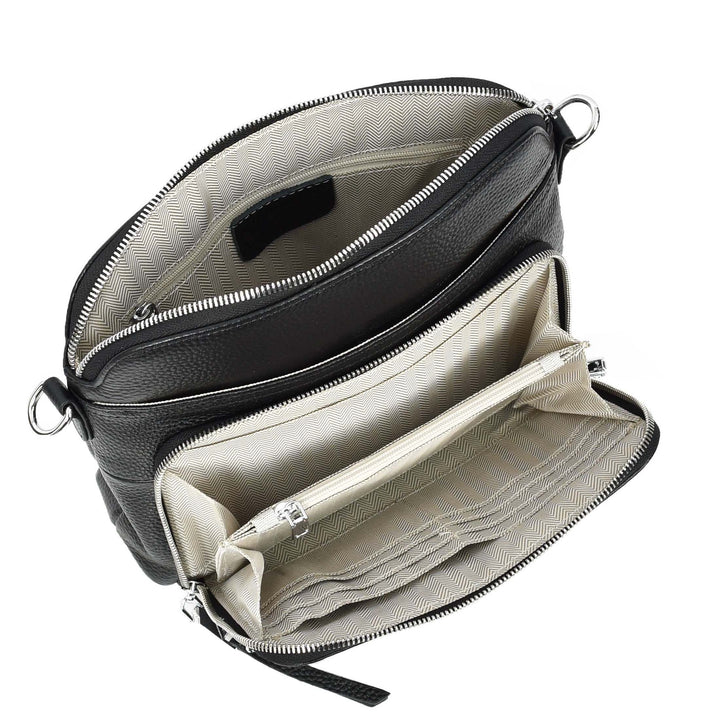 Womens Real Leather Cross Body Bag Classic Sling Style Skye Black-7