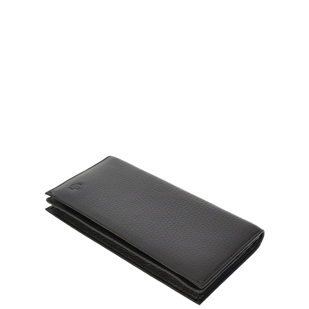 Mens Real Leather Breast Wallet Magnetic Closure Multi Card Velzo Black