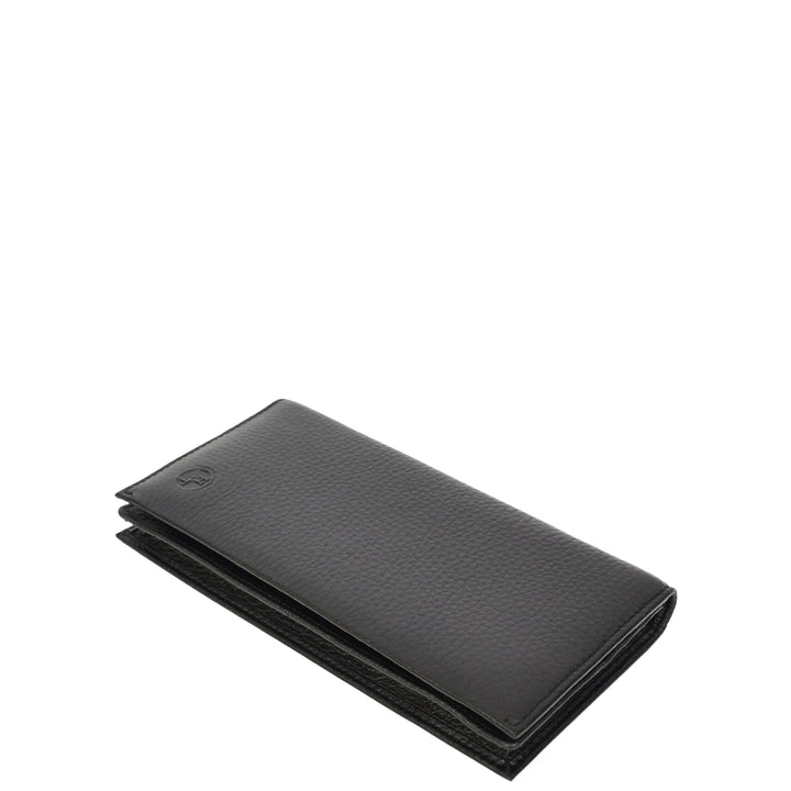 Mens Real Leather Breast Wallet Magnetic Closure Multi Card Velzo Black