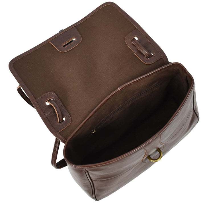 Womens Real Leather Shoulder Bag Classic Mid Size Handbag Simone Brown-6