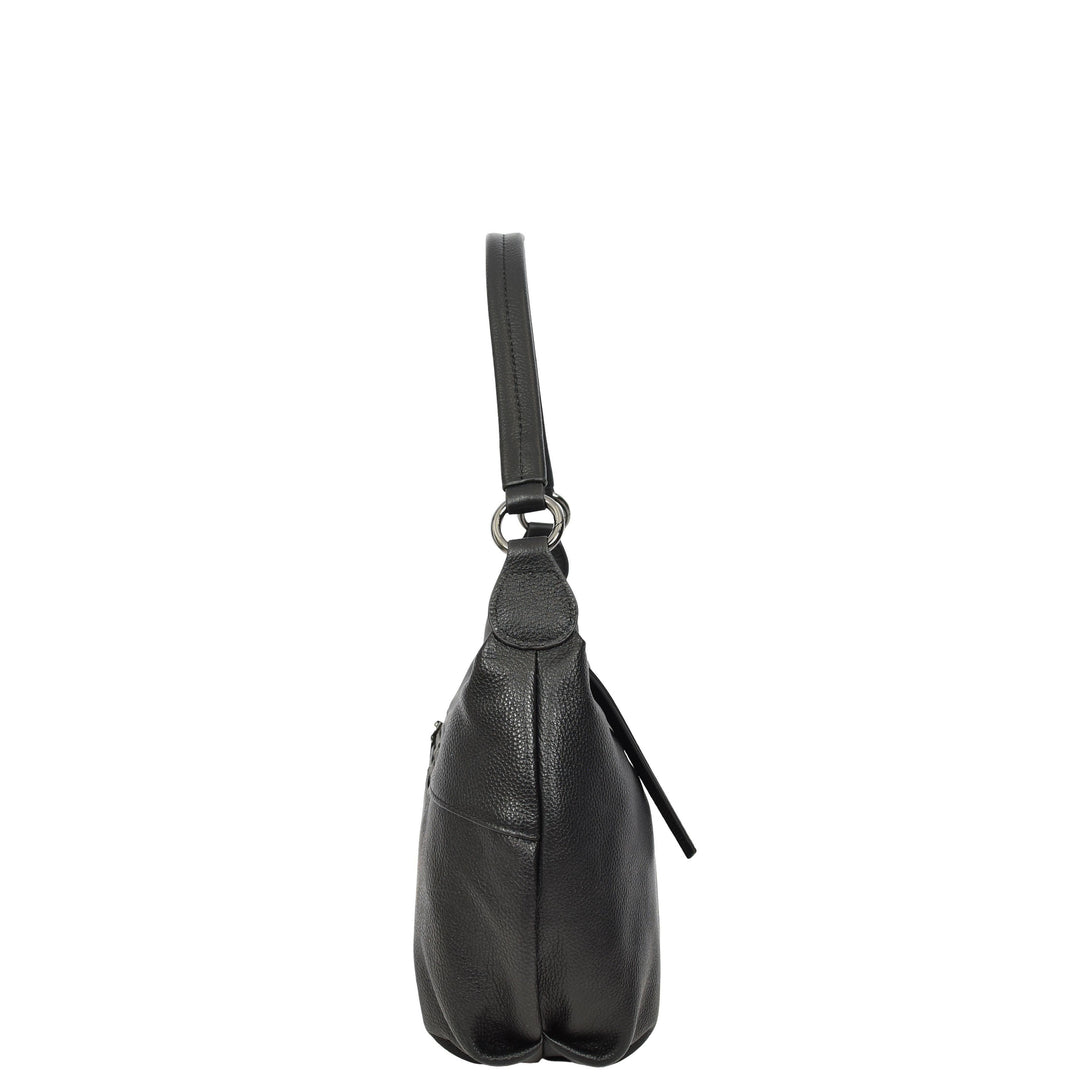 Womens Real Leather Shoulder Bag 2-in-1 Cross Body Casual Style Hobo Callie Black