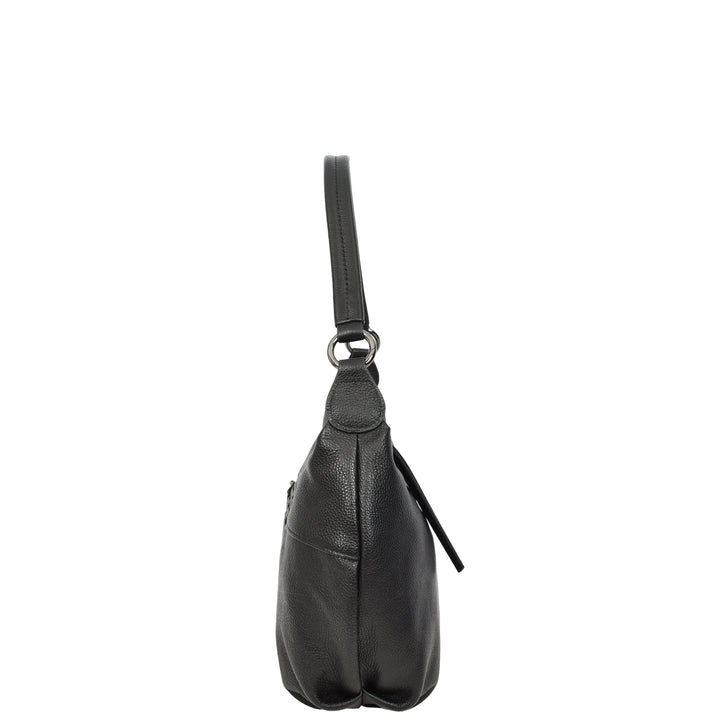 Womens Real Leather Shoulder Bag 2-in-1 Cross Body Casual Style Hobo Callie Black