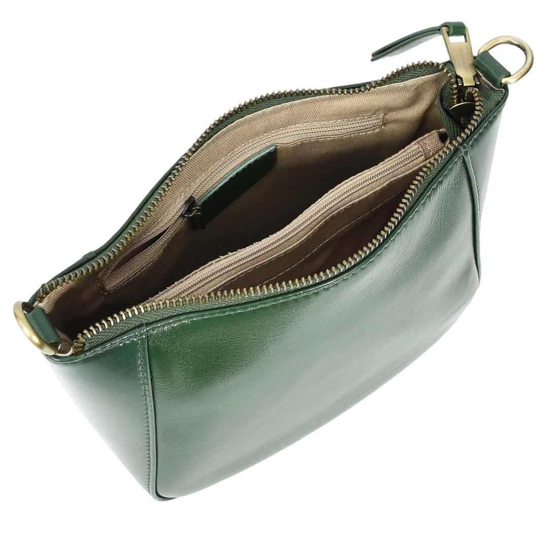 Womens Real Leather Cross Body Bag Small Size Sling Pouch Catherine Green-6