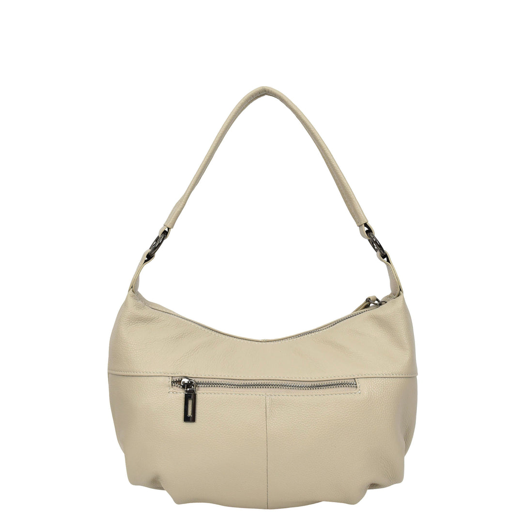 Womens Real Leather Shoulder Bag 2-in-1 Cross Body Casual Style Hobo Callie Taupe