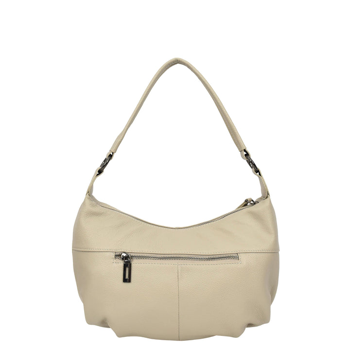 Womens Real Leather Shoulder Bag 2-in-1 Cross Body Casual Style Hobo Callie Taupe