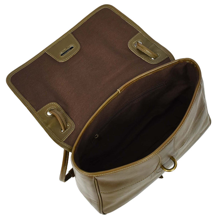 Womens Real Leather Shoulder Bag Classic Mid Size Handbag Simone Olive Green-6