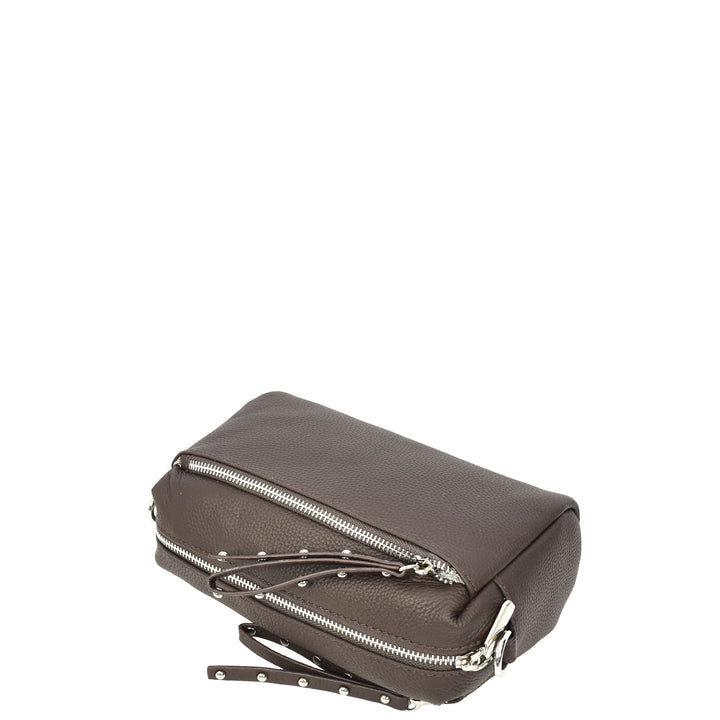 Womens Real Leather Small Shoulder Crossbody Bag Casual Pouch Zeno Brown