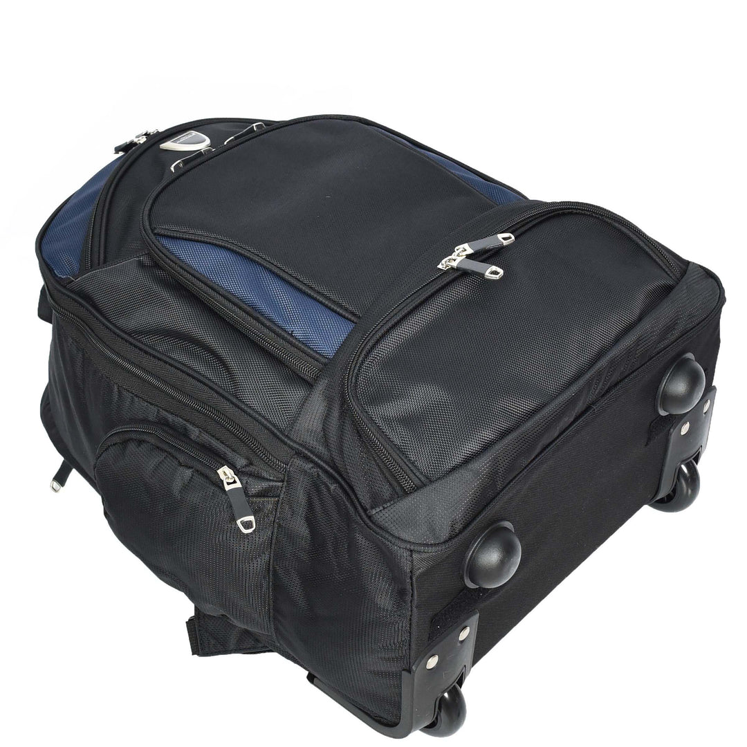 Backpack With Wheels Telescopic Handle Hiking Camping Outdoor Rucksack HT63 Navy-6