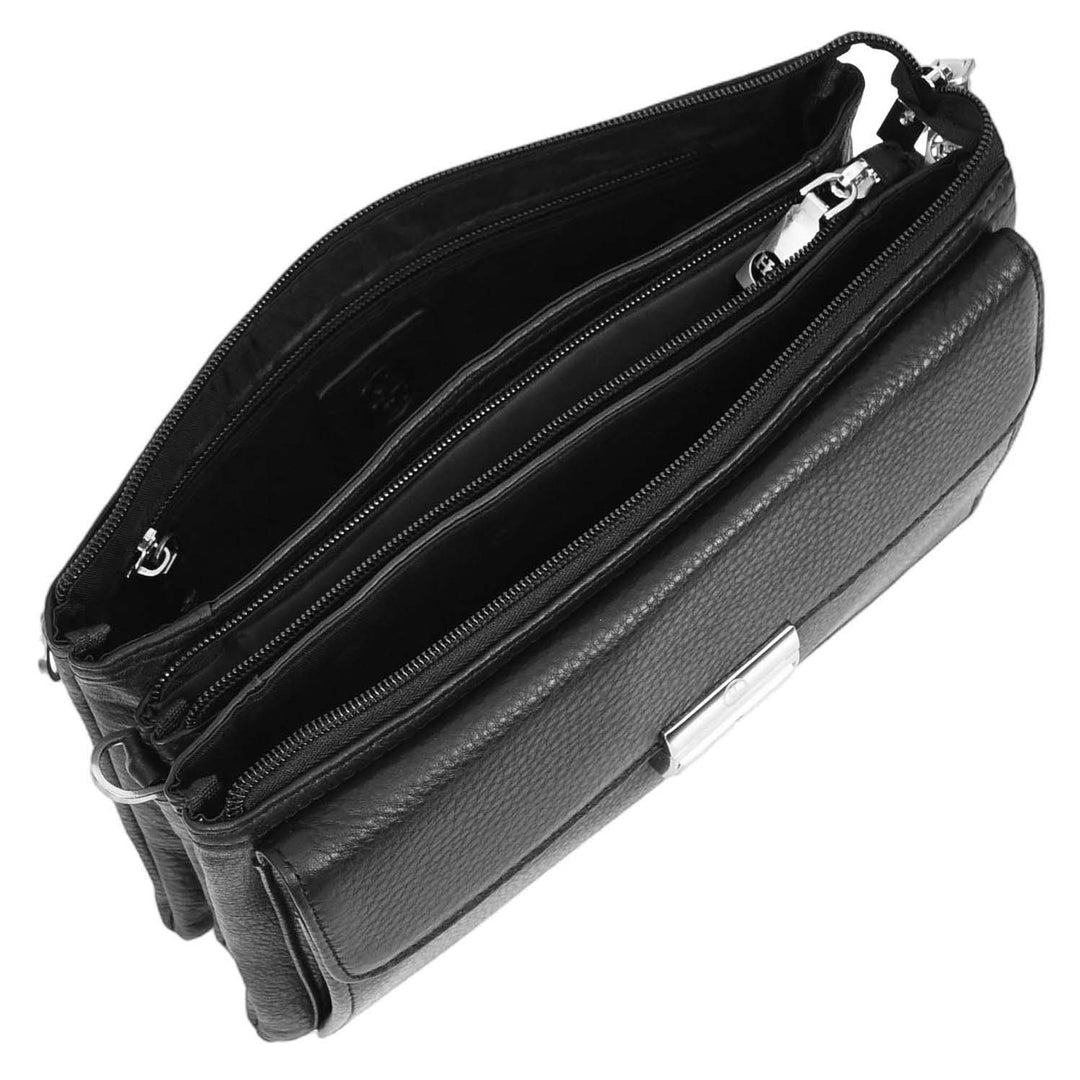Mens Real Leather Clutch Organiser Multi Compartment Wrist Bag Jerez Black-6