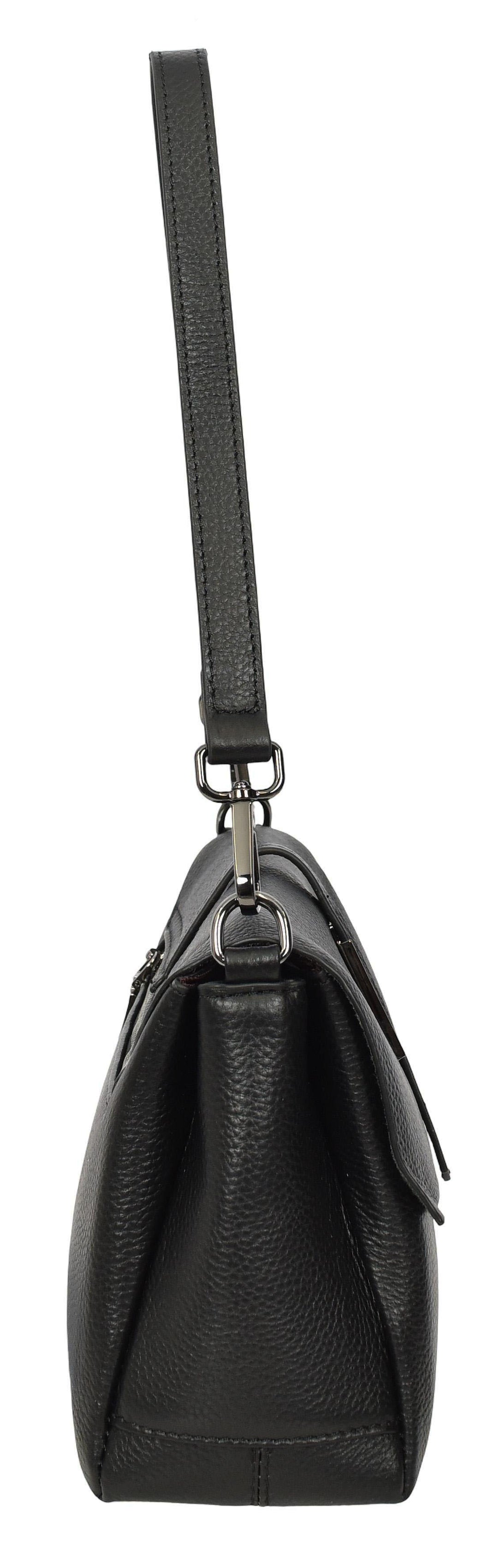 Women's Premium Leather Shoulder Bag 2-in-1 Style Handbag  Zelia Black