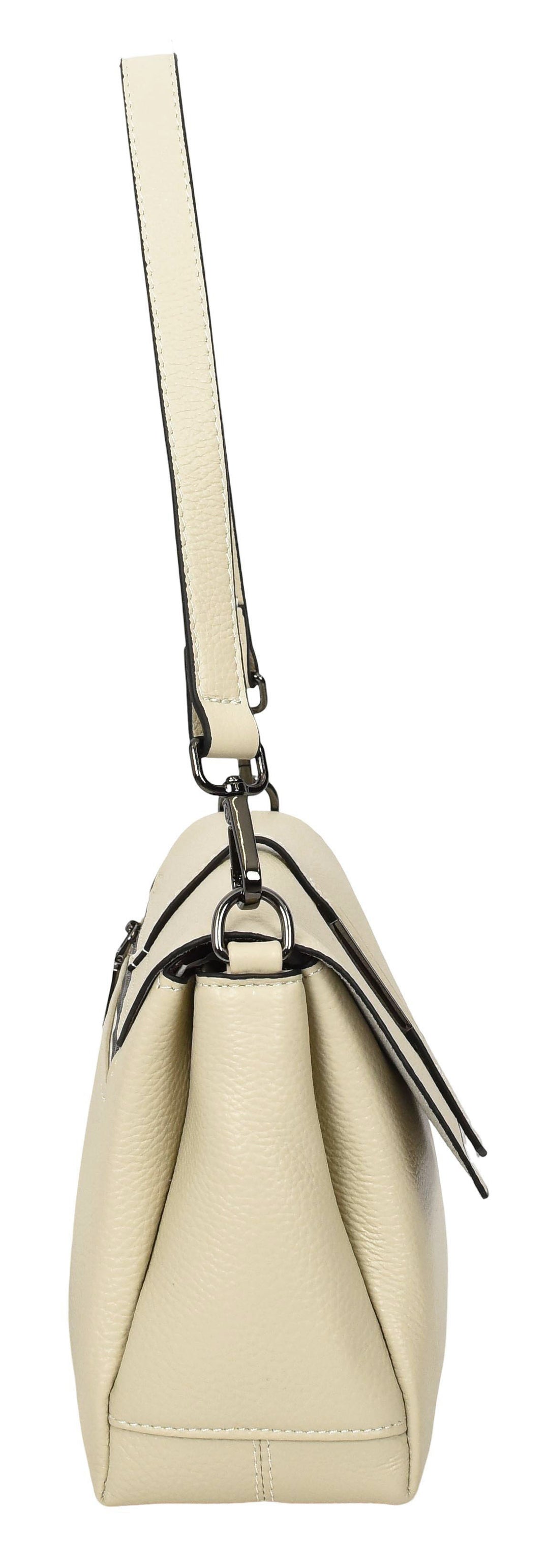 Women's Premium Leather Shoulder Bag 2-in-1 Style Handbag  Zelia Off-White