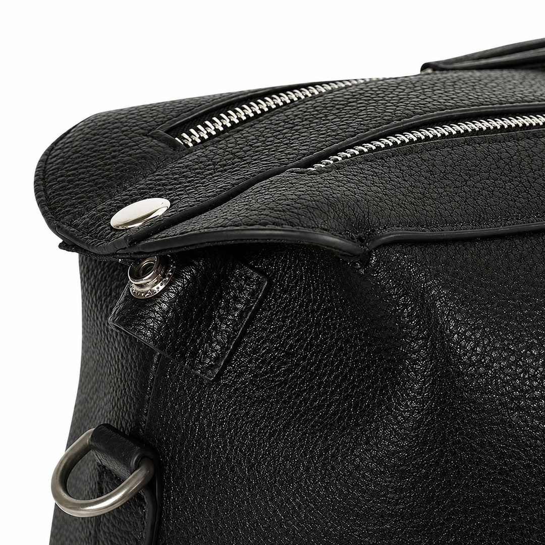 Real Leather Holdall Travel Duffle Weekender Bag Cabin Size Braylen Black