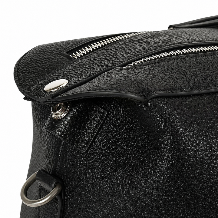 Real Leather Holdall Travel Duffle Weekender Bag Cabin Size Braylen Black