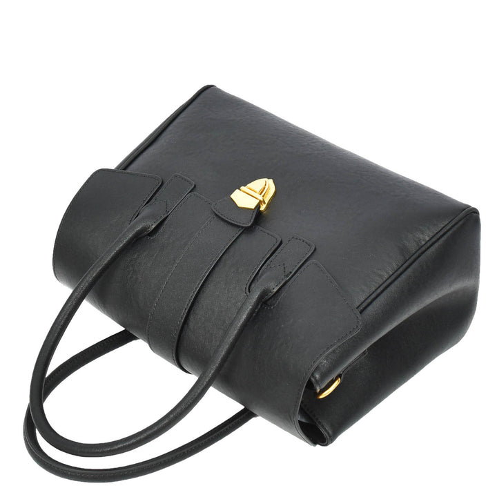 Women's Real Leather Shoulder Bag Large Size Classic Style Tacoma Black-7