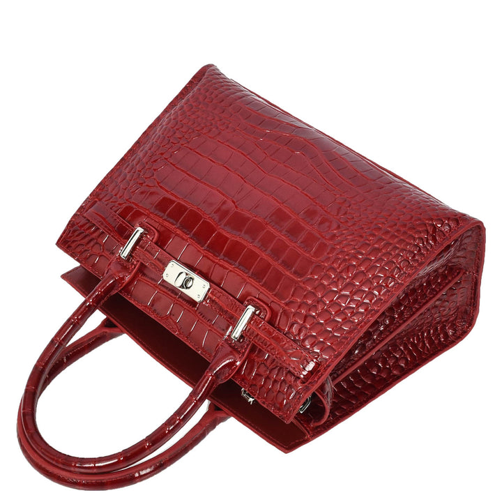 Women Real Leather Handbag Mid Size Organiser Top-Handle Handbag Noelle Red-7