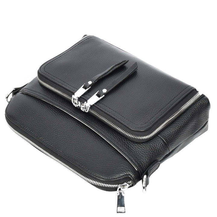 Womens Real Leather Cross Body Bag Classic Sling Style Skye Black-6