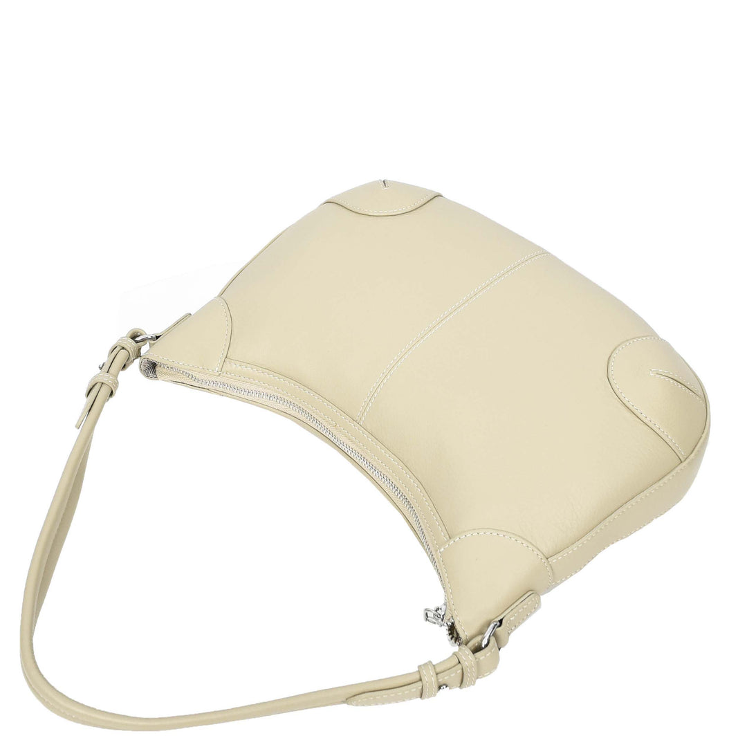 Womens Real Leather Shoulder Bag Classic Cross Body Design Josephine Taupe-7