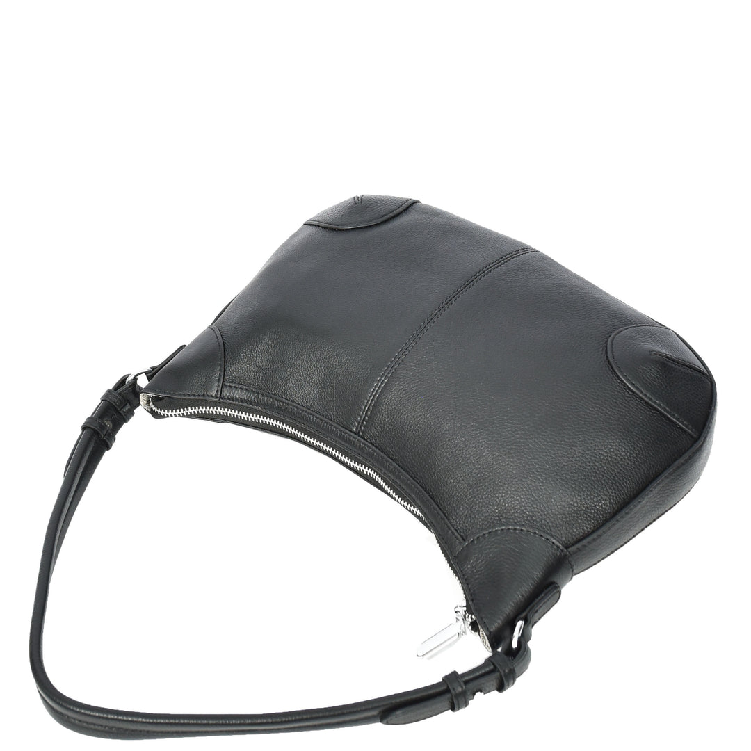 Womens Real Leather Shoulder Bag Classic Cross Body Design Josephine Black