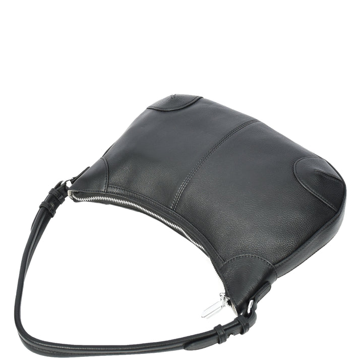 Womens Real Leather Shoulder Bag Classic Cross Body Design Josephine Black