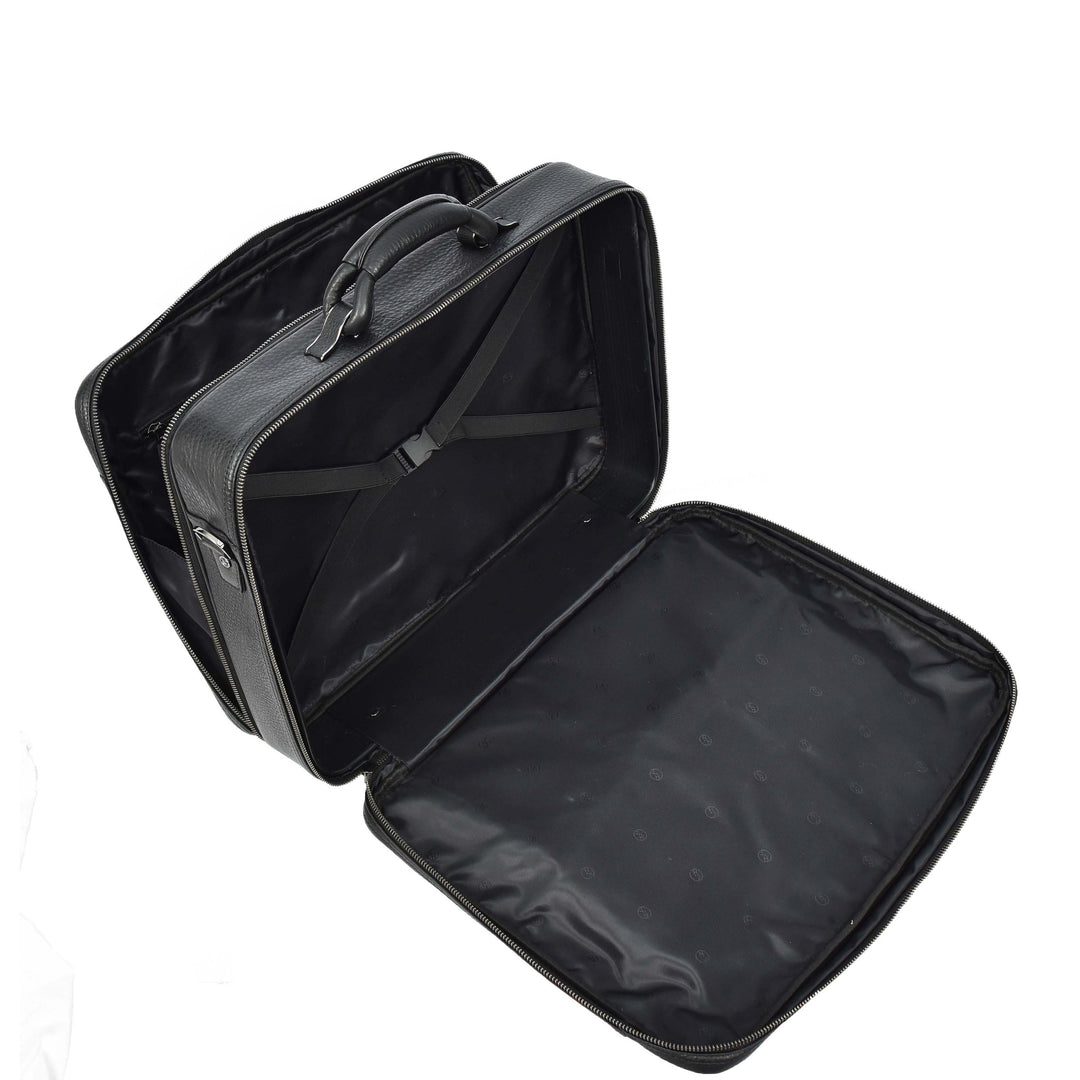 Mens Real Leather Briefcase Style Large Size Work Business Office Travel Bag Terni Black