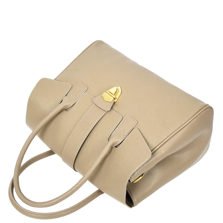 Women's Real Leather Shoulder Bag Large Size Classic Style Tacoma Grey-7