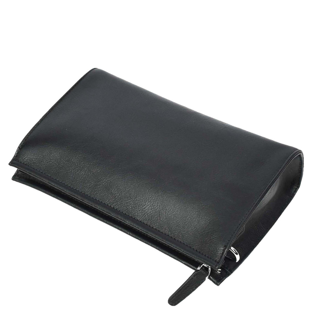 Mens Real Leather Wrist Bag Organiser Cross Body Style Suva Black-6