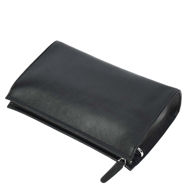 Mens Real Leather Wrist Bag Organiser Cross Body Style Suva Black-6