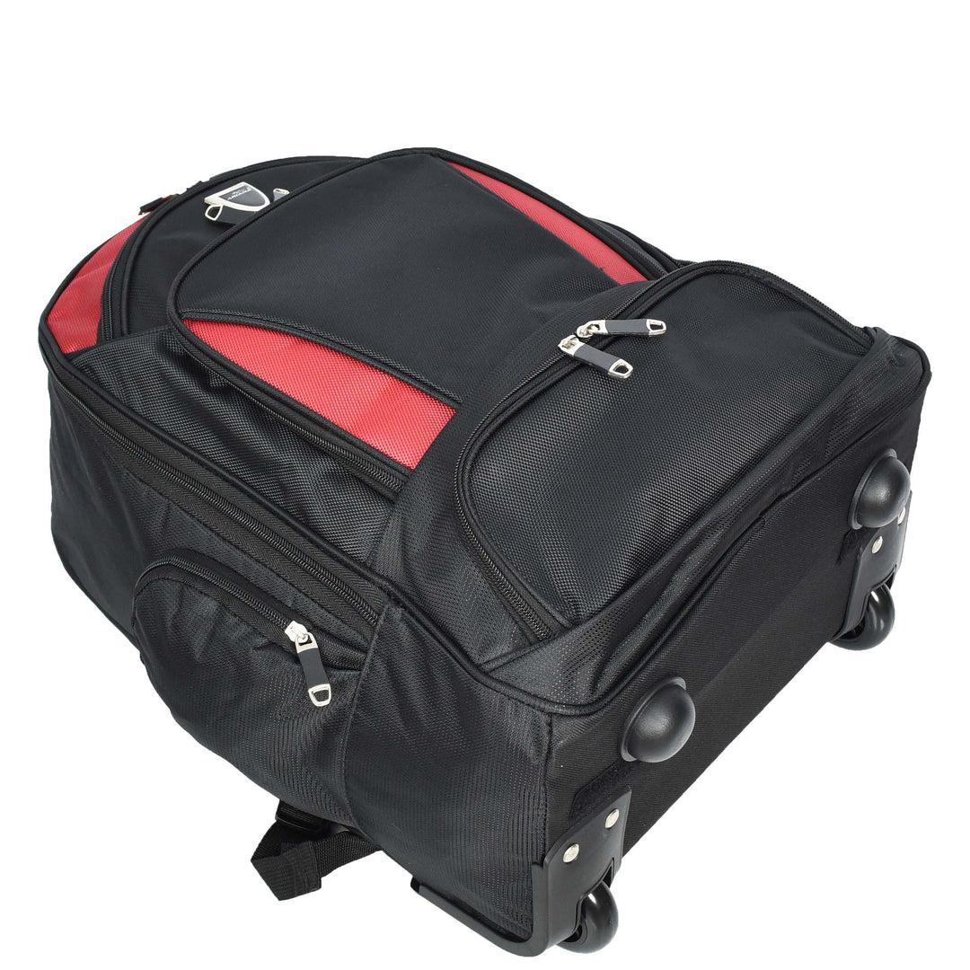 Backpack With Wheels Telescopic Handle Hiking Camping Outdoor Rucksack HT63 Red-6