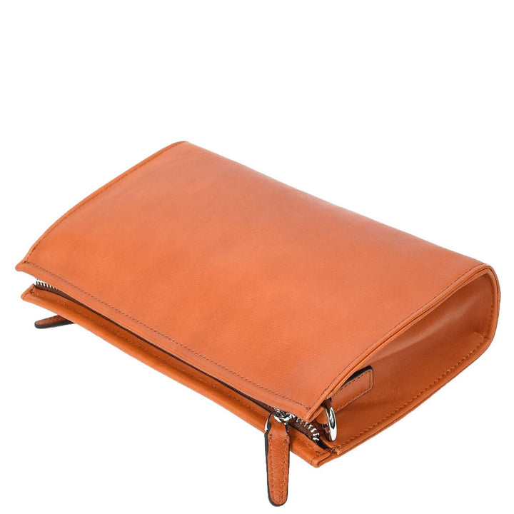 Mens Real Leather Wrist Bag Organiser Cross Body Style Suva Tan-7