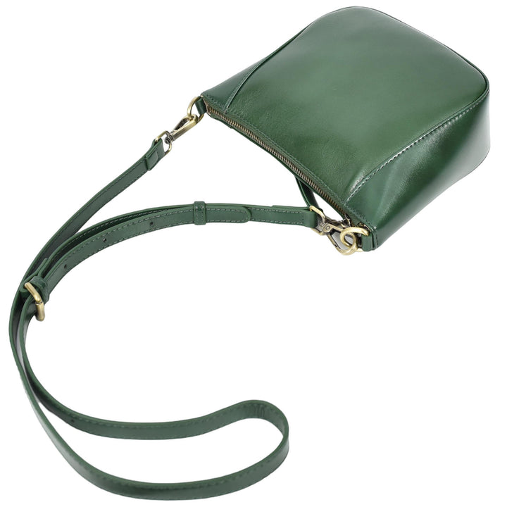Womens Real Leather Cross Body Bag Small Size Sling Pouch Catherine Green-7