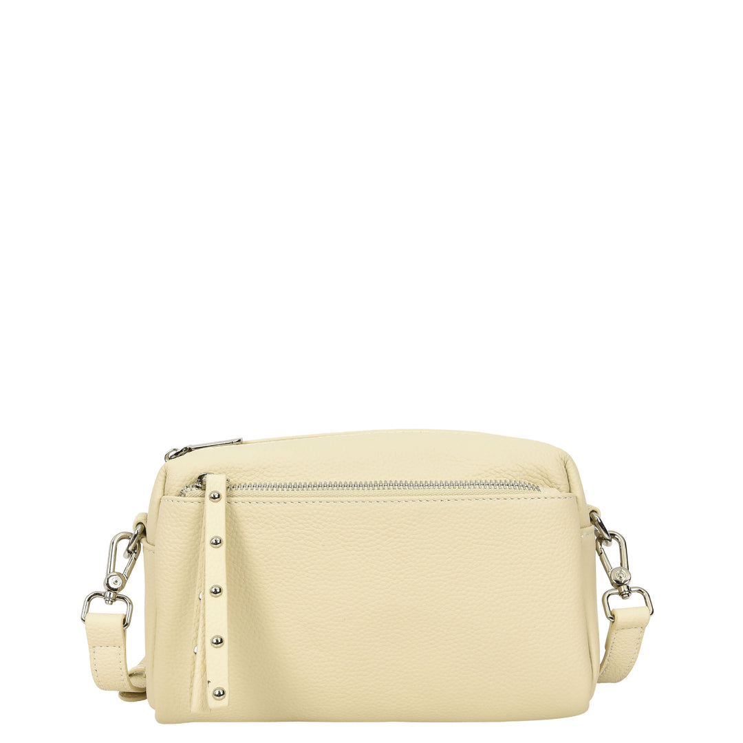 Womens Real Leather Small Shoulder Crossbody Bag Casual Pouch Zeno Off White